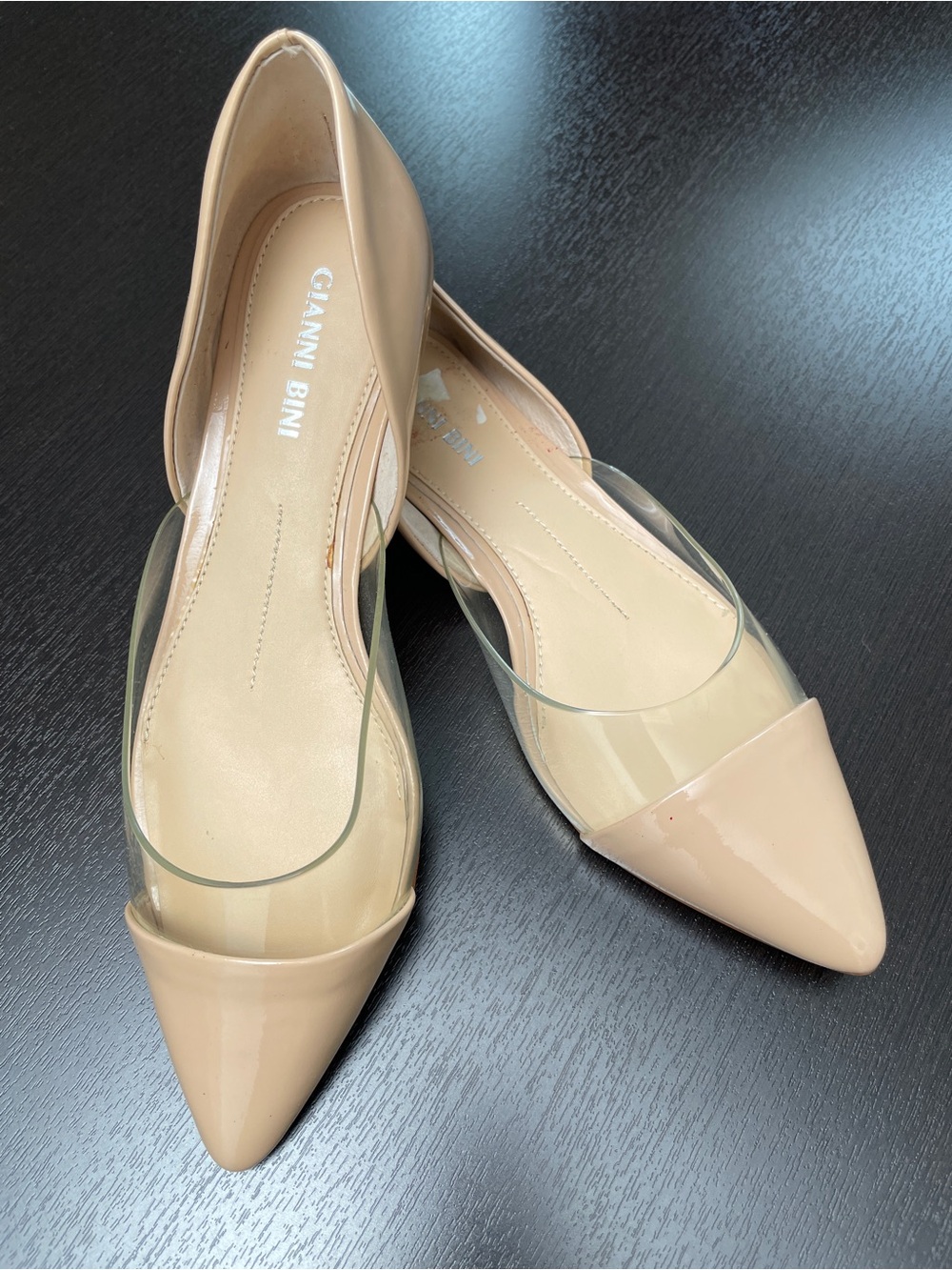 Gianni Bini Nude/Clear Pointed Toe Flats